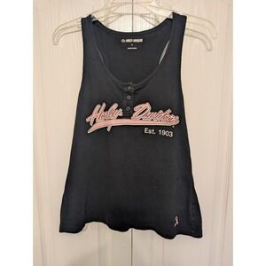 Harley-Davidson Women's Black Tank Top Pink Ribbon Breast Cancer Medium